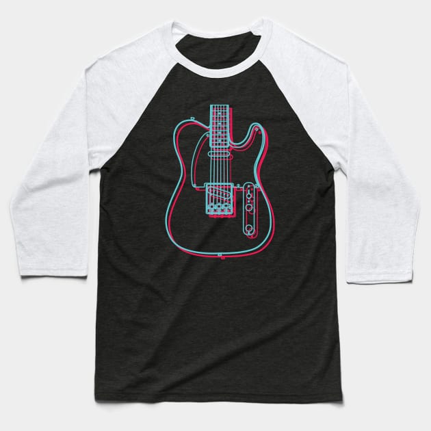 3D T-Style Electric Guitar Body Outline Baseball T-Shirt by nightsworthy